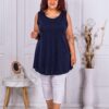 Plus size αμάνικη μπλούζα-σκούρο μπλε-κωδ 2143-3