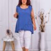Plus size αμάνικη μπλούζα με δαντέλα-μπλε ανοιχτό-κωδ 21264-4