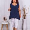 Plus size αμάνικη μπλούζα με δαντέλα-μπλε-κωδ 21264