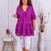 Plus size τουνίκ με βολάν και V λαιμόκοψη δαντέλα-ματζέντα-κωδ 2880-6