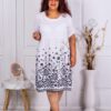 Plus size λινό φόρεμα με κεντημένα λουλούδια-λευκό-κωδ 1116-1