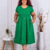 Plus size φόρεμα με διακοσμητικά κουμπιά-πράσινο-κωδ 2991-2