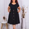 Plus size φόρεμα με διακοσμητικά κουμπιά-μαύρο-κωδ 2991
