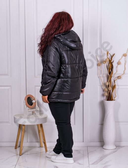 Plus size μπουφάν με χρυσά τρουκς-μαύρο-κωδ 62110