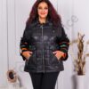 Plus size μπουφάν με καμπάνα μανίκι πλεκτό-μαύρο-κωδ 62007