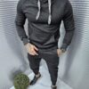 Ανδρικό αθλητικό σετ Hoodie με ντεσέν γράμματα-μαύρο-κωδ 250