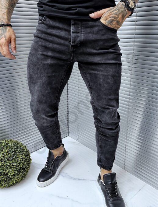Ανδρικό τζιν παντελόνι Slim cropped-μαύρο-κωδ 925
