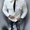 Ανδρική ζακέτα Fleece-εκρού-κωδ 473-1