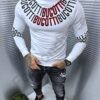 Ανδρική μπλούζα με επιγραφή Bugotti-λευκό-κωδ 2339-3