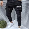 Ανδρικό Jogger τζιν παντελόνι με Cargo τσέπες-μαύρο-κωδ 9815