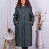 Plus size μακρύ παλτό σε πράσινο χρώμα-κωδ 10438-1