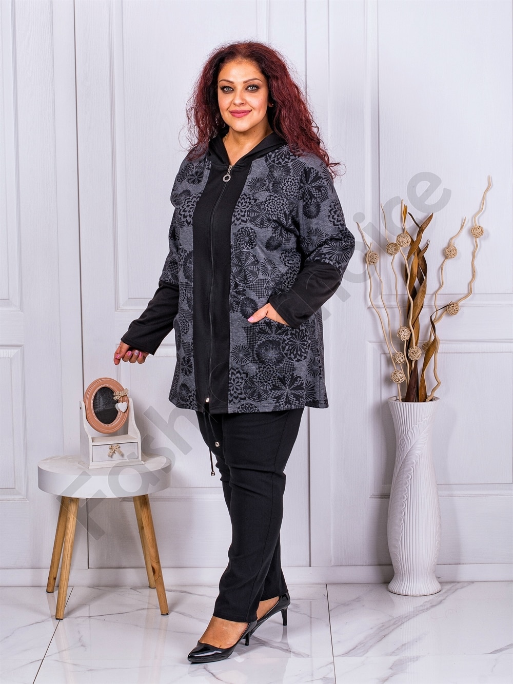 Plus size τζάκετ με μοτίβο μάνταλα-κωδ 1212