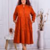 Plus size κοτλέ φόρεμα με βολάν-ταμπά-κωδ 9863