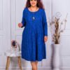 Plus size πλεκτό πλισέ φόρεμα-μπλε ρουά-κωδ 9157-3