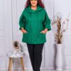 Plus size κασμίρ παλτό με γιακά σάλι-πράσινο-κωδ 23687-1
