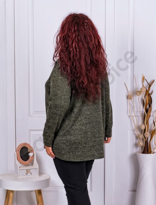 Plus size πλεκτή μπλούζα με σχέδιο και στρας-χακί-κωδ 9815-2