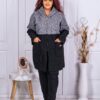 Plus size δίχρωμο μπουκλέ παλτό-γκρι-κωδ 23216