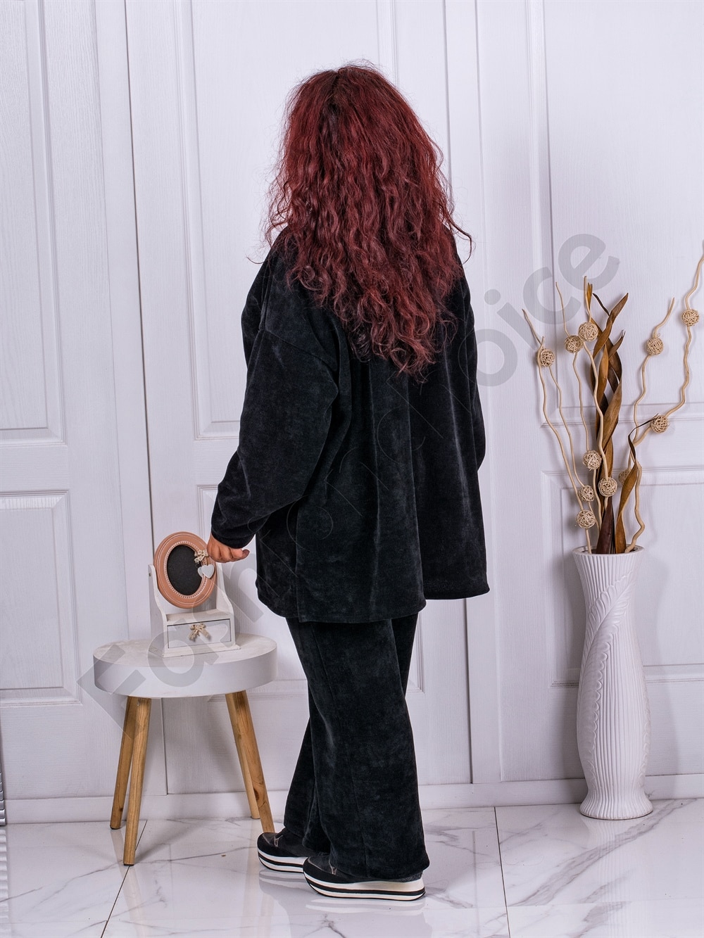 Plus size σετ τύπου κοτλέ-μαύρο-κωδ 23231