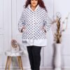 Plus size μπουφάν με κουκούλα και πουά-λευκό-κωδ 62063-1