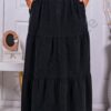Plus size maxi κοτλέ φούστα με βολάν-μαύρο-κωδ 3160