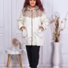 Plus size εκρού μπουφάν με κέντημα λουλούδια-κωδ 62175