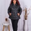 Plus size μπουφάν με πουά-μαύρο-κωδ 61853