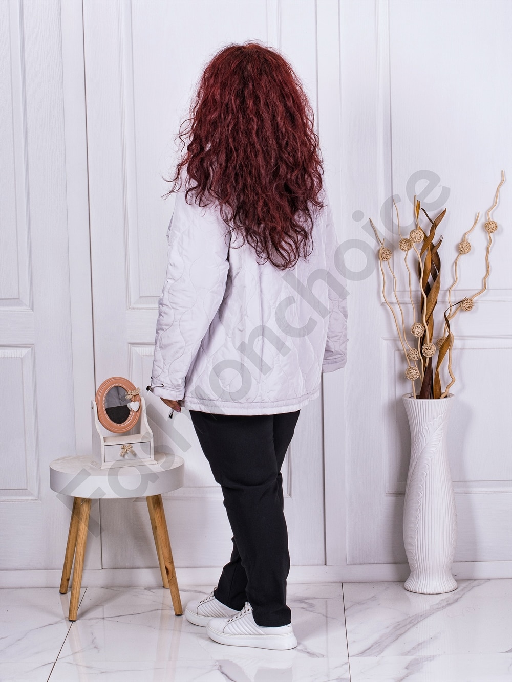 Plus size μπουφάν σε γκρι-κωδ 62065-1