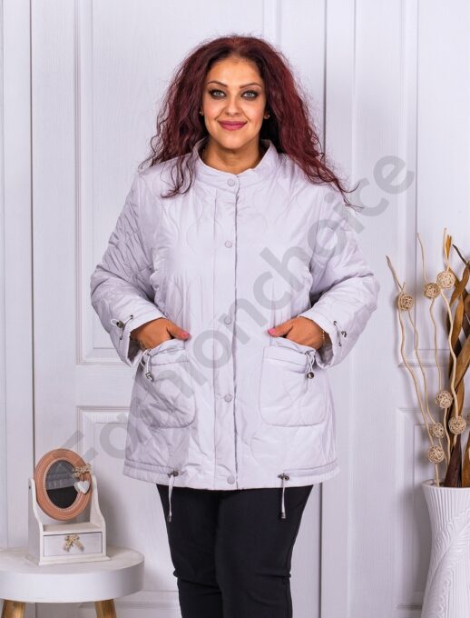 Plus size μπουφάν σε γκρι-κωδ 62065-1