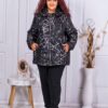 Plus size μπουφάν με γεωμετρικά σχήματα-μαύρο-κωδ 62169