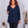 Plus size πλεκτή μπλούζα με V λαιμόκοψη-σκούρο μπλε-κωδ 23697-4