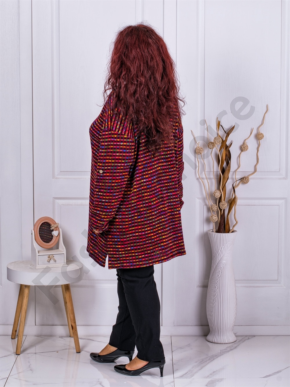 Plus size πλεκτή τουνίκ μπορντό μελανζέ-κωδ 9903-1
