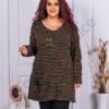 Plus size πλεκτή τουνίκ χακί μελανζέ-κωδ 9903-2