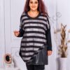 Plus size ασύμμετρη τουνίκ με ασημί ριγέ-κωδ 1116