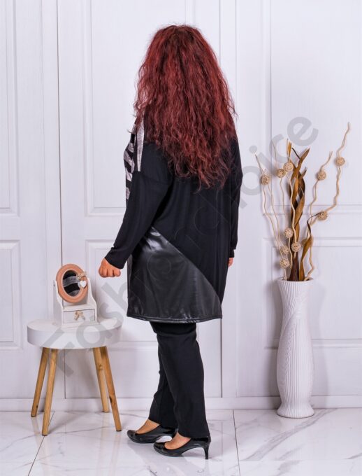Plus size ασύμμετρη τουνίκ με ασημί ριγέ-κωδ 1116