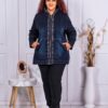 Plus size τζιν μπουφάν με κουκούλα και στρας-κωδ 1061