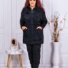 Plus size γούνινη ζακέτα με πλεκτά μανίκια-μαύρο-κωδ 33023