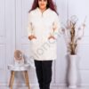 Plus size γούνινη ζακέτα με πλεκτά μανίκια-εκρού-κωδ 33023-2