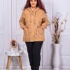 Εντυπωσιακή plus size γούνινη ζακέτα-καμηλό-κωδ 33028-1
