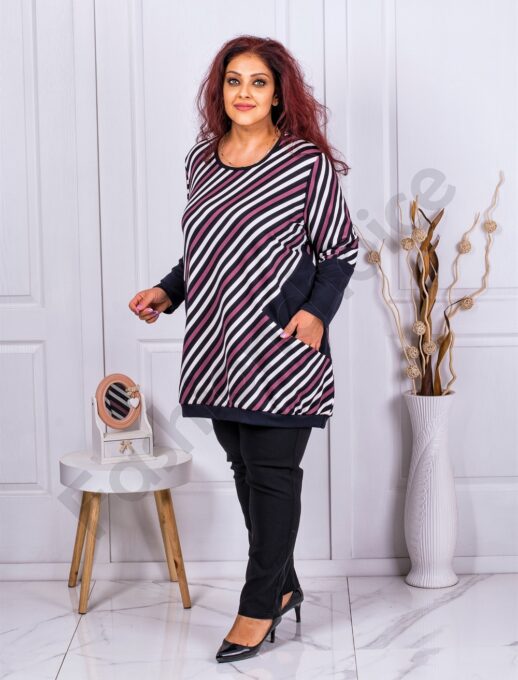 Plus size τουνίκ με χρωματιστές ρίγες-κωδ 1303-21