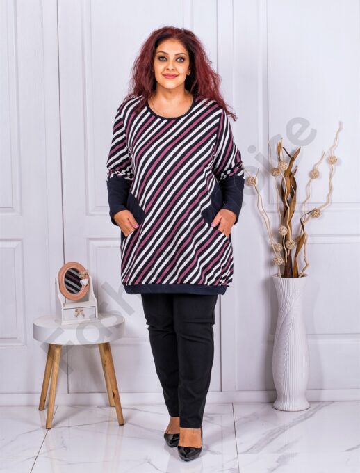 Plus size τουνίκ με χρωματιστές ρίγες-κωδ 1303-21