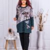 Plus size πλεκτή τουνίκ με φλοράλ σχέδιο-κωδ 1280