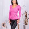 Γυναικεία ριμπ μπλούζα v-neck-ροζ-κωδ 23738-1