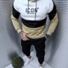 Ανδρικό δίχρωμο σετ φόρμα Hoodie με επένδυση-μπεζ-κωδ 8633-2