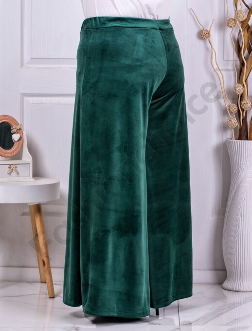 Plus size βελουτέ παντελόνι σε φαρδιά γραμμή-σμαράγδι-κωδ 5359-6