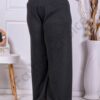 Plus size ψιλό πλεκτό παντελόνι με λάστιχο στη μέση-μαύρο-κωδ 5327