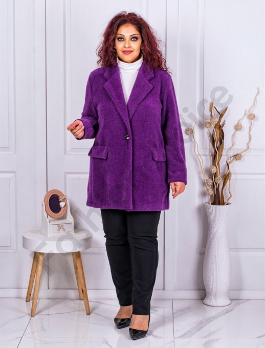 Plus size παλτό fleece-μωβ-κωδ 3137-1