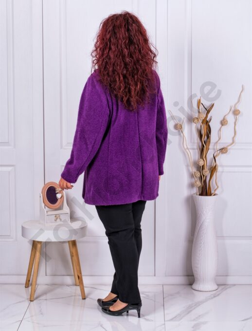 Plus size παλτό fleece-μωβ-κωδ 3137-1