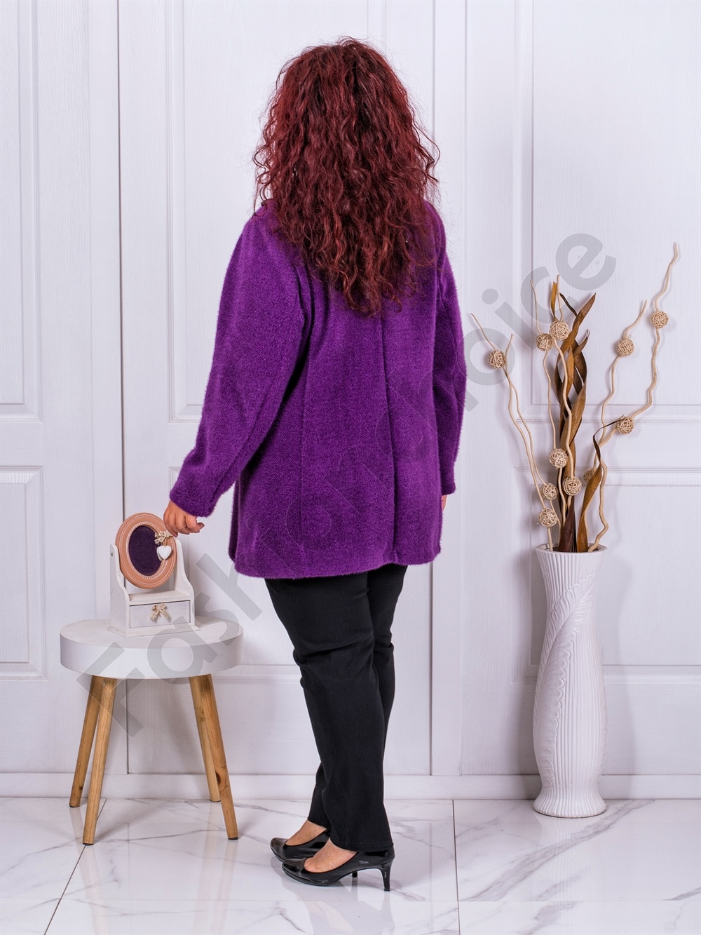 Plus size παλτό fleece-μωβ-κωδ 3137-1