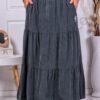 Plus size maxi κοτλέ φούστα με βολάν-γκρι-κωδ 3160-2