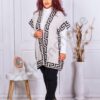 Plus size πλεκτό γιλέκο με μοτίβο μαιάνδρο-εκρού-κωδ 23008-1
